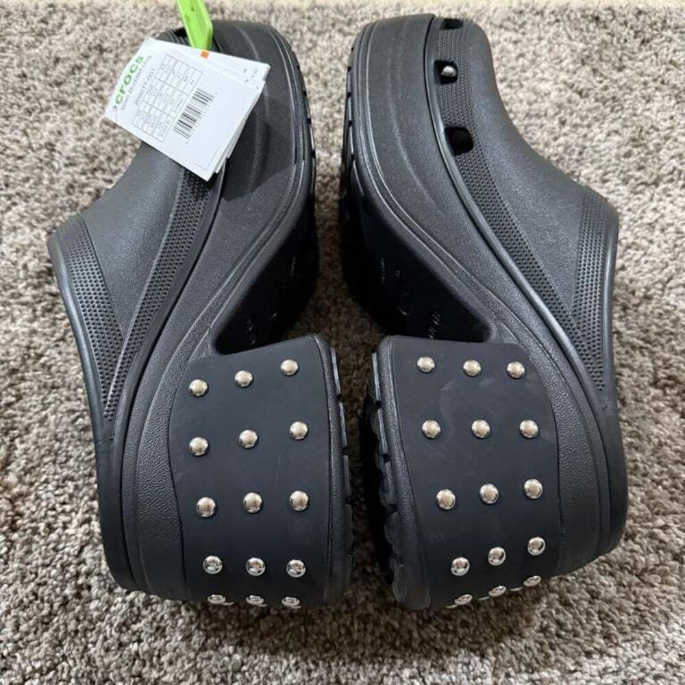 NWT Crocs Siren Studded Heel Clog Black Shoes Size Men13 Chunky Rare - Picture 8 of 10